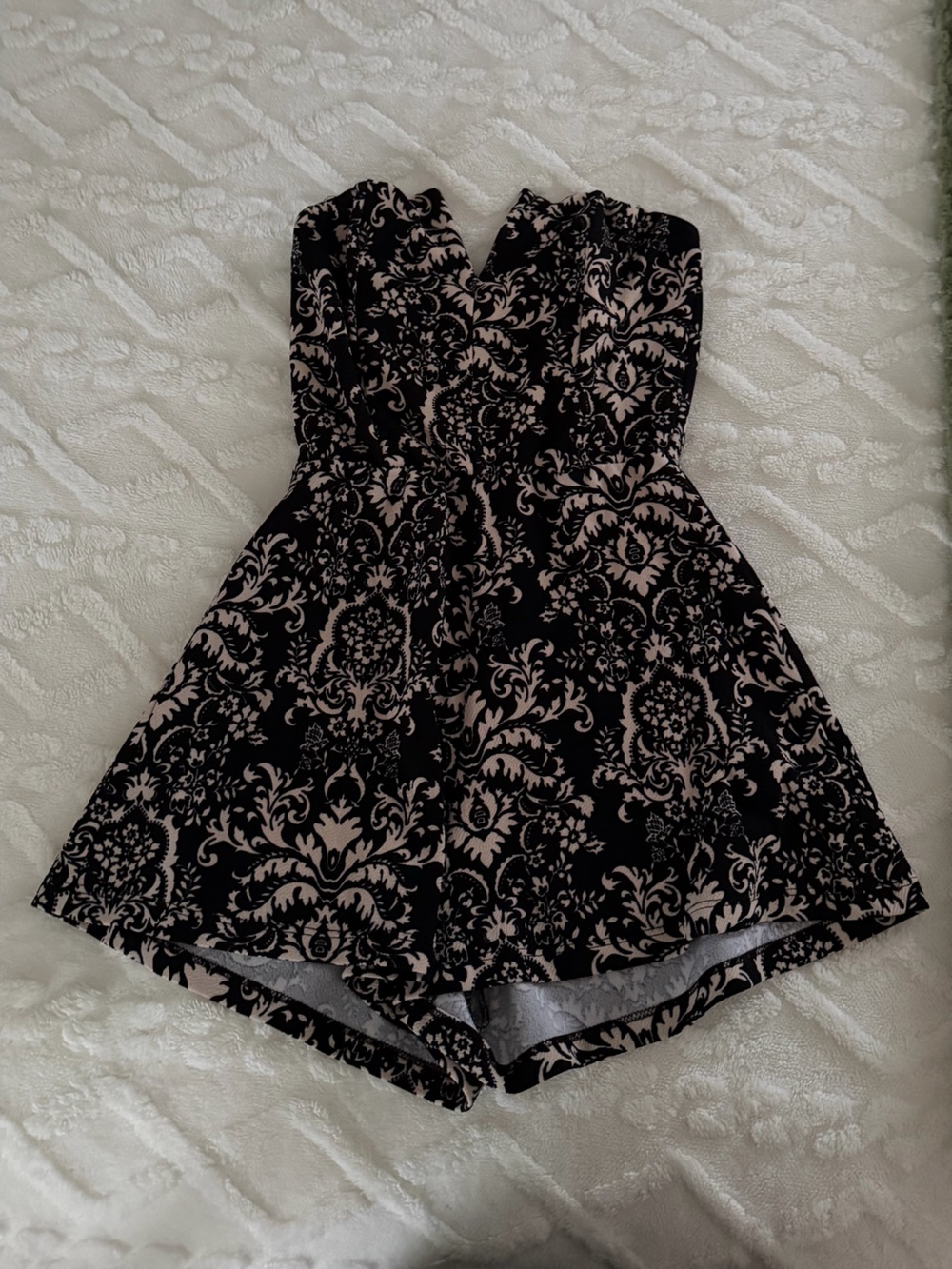 Papaya Black and Blush Strapless Floral Damask Dress